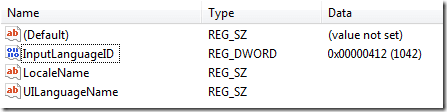 Screenshot displaying the modified registry entry to localize the mapping of the Surface Keyboard.