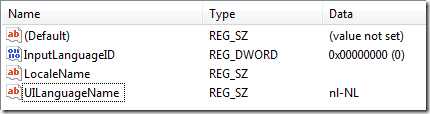 Screenshot displaying the modified registry entry to localize the language of the Shell.