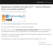 Speaking at dotNed Saturday 2017 – Serious Request, Azure as scalable platform