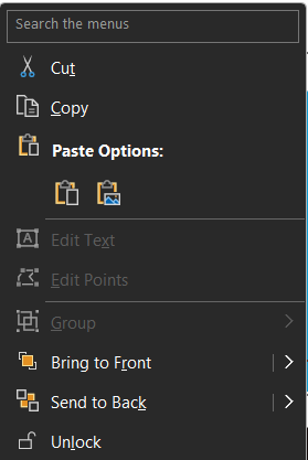 The context menu revealing an Unlock option for a shape selected via the Selection Pane